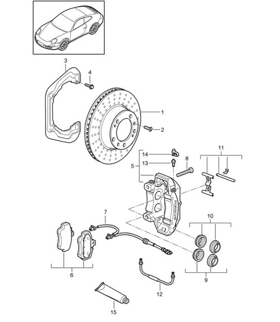 Diagram 603-001 Porsche Boxster S 718 2.5L 手动（350 马力） 车轮、制动器