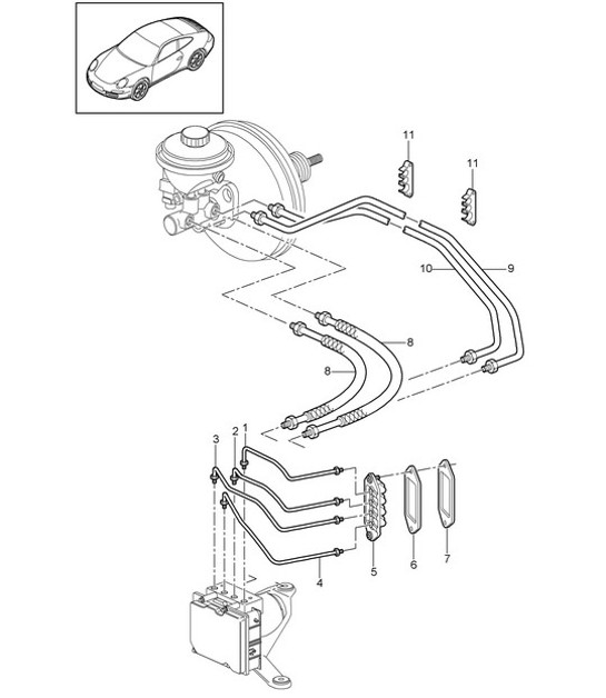 Diagram 604-006 Porsche Boxster T 718 2.0L 手动（300 马力） 车轮、制动器