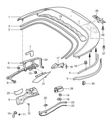 Convertible top stowage box / Cover / Gaskets 997.2 Carrera 2009-12