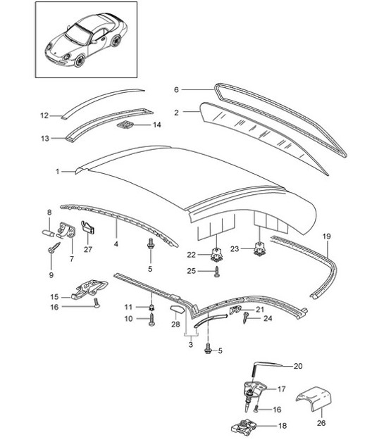 Diagram 811-016 Porsche Boxster 986/987/981 (1997-2016) Carrozzeria