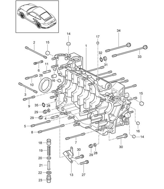 Diagram 101-008 Porsche 993 (911) (1994-1998) Engine