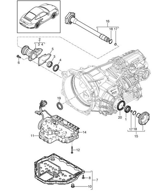 Diagram 320-005 Porsche Boxster GTS 718 4.0L PDK (400 CV) Transmisión