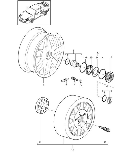 Diagram 601-001 Porsche 991 Targa 4S 3.0L（420马力） 车轮、制动器