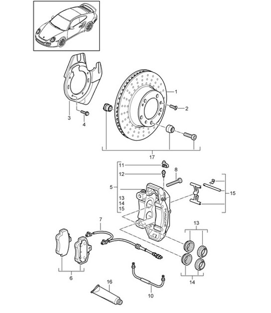 Diagram 602-000 Porsche 卡宴 9PA1 (957) 2007-2010 车轮、制动器