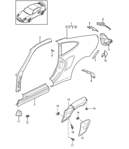 Diagram 801-055 Porsche Cayman T 718 2.0L Manual (300Bhp) Body