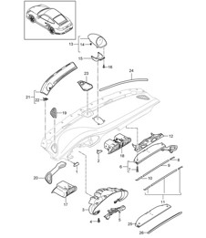 Accessories / Instrument panel trim / Upper part 997.2 Turbo / GT2 RS 2010-13