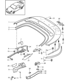Convertible top stowage box / Cover / Gaskets - CABRIO - 997.2 Turbo 2010-13