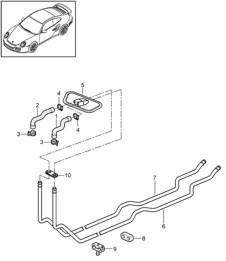 Sistema de calefacción 1 / Línea de alimentación / Línea de retorno 997.2 Turbo / GT2 RS 2010-13