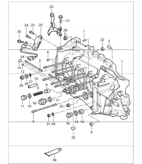 Diagram 101-05 Porsche Cayman S 718 2.5L Schaltgetriebe (350 PS) Motor