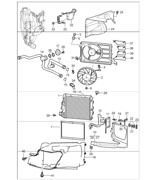water cooling 3 for 997.1 TURBO 200705 Porsche Parts Diagrams