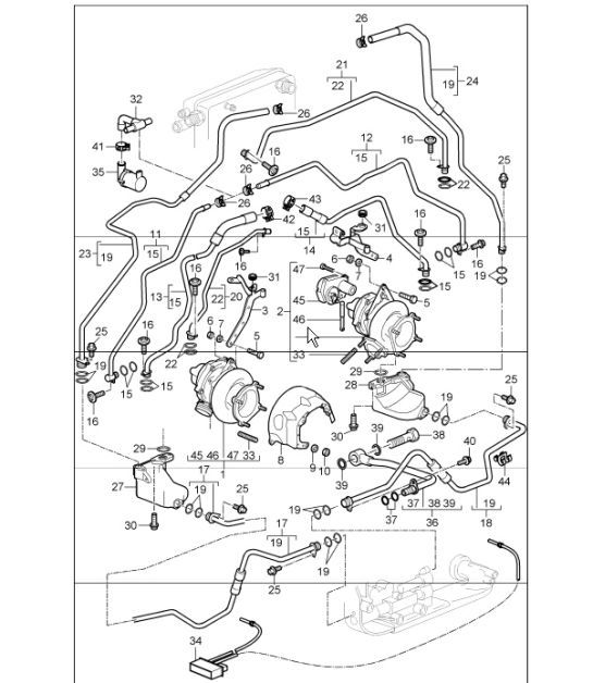 Diagram 202-05 Porsche 997 (911) MK1 2005-2008 Kraftstoffsystem, Abgassystem