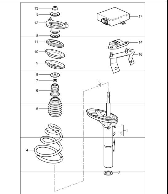 Diagram 402-00 Porsche Boxster 25 Years 718 4.0L PDK (400 Bhp) Front Axle, Steering 