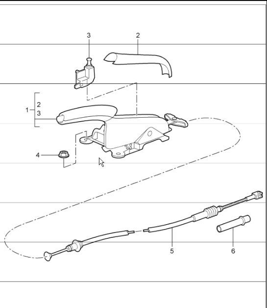 Diagram 701-05 Porsche 993 (911) C4 1994-97 Handhebelsystem, Pedalgruppe 