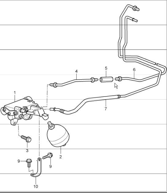 Diagram 702-09 Porsche 997 GT2 2007>> Hand Lever System, Pedal Cluster 