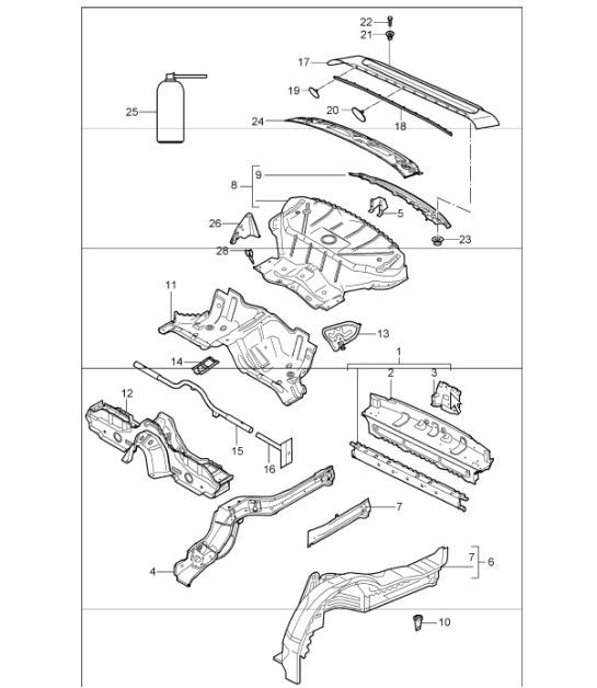 Diagram 801-35 Porsche Cayman GTS 718 4.0L Manual (400 CV) Carrocería