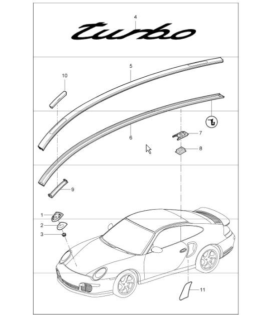 insignias, decorative fittings and stone guard film for 997.1 TURBO