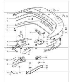 convertible top compartm. lid and gaskets 997.1 TURBO 2007-09