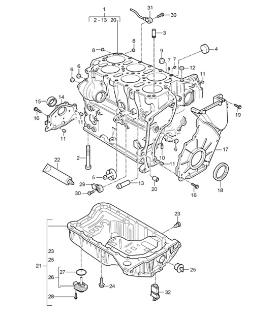 Diagram 101-05 Porsche Cayman 2.9L 987C MKII 2009-2012 Motor