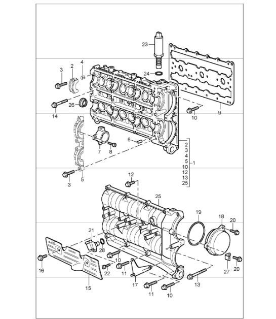 Diagram 103-10 Porsche Boxster 718 2.0L Schaltgetriebe (300 PS) Motor