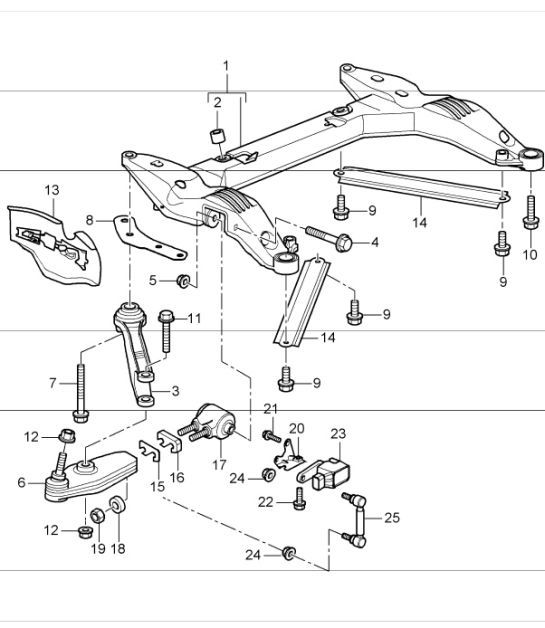 Diagram 401-00 Porsche Cayman GTS 718 2.5L PDK (365 pk) Vooras, besturing 