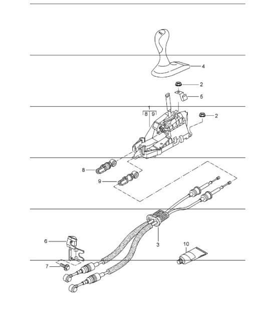 Diagram 701-00 Porsche Boxster 718 (982) 2017>> Sistema a leva manuale, gruppo pedali 