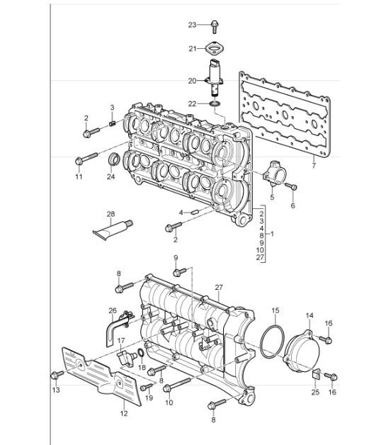 Diagram 103-10 Porsche Cayman GTS 718 4.0L Schaltgetriebe (400 PS) Motor