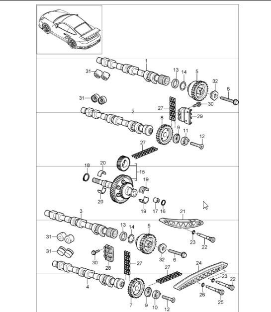 Diagram 103-15 Porsche Boxster GTS 718 4.0L Manual (400 Bhp) Motore
