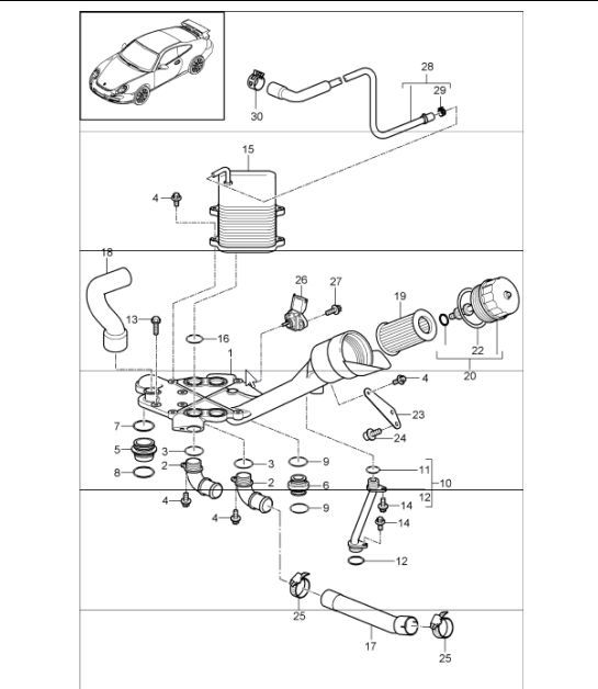 Diagram 104-11 Porsche Boxster 718 2.0L PDK（300 马力） 引擎