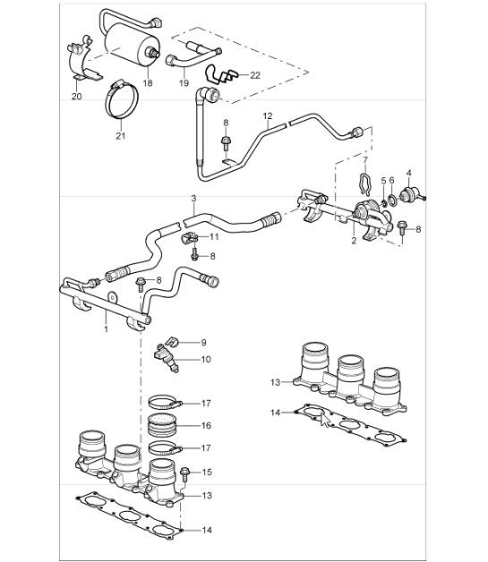 Diagram 107-05 Porsche Boxster S 981 3.4L 2012-16 Motor