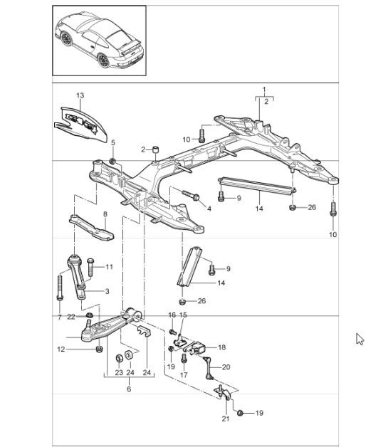 Diagram 401-00 Porsche Cayenne 3.0L Diesel 2007>> Front Axle, Steering 