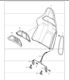 backrest shell, bucket seat, collapsible, accessories 997 GT3 2010 ONWARDS