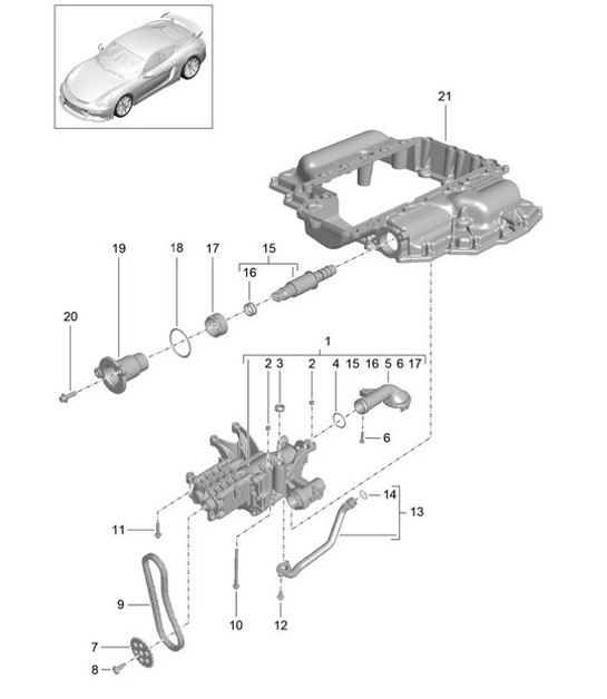 Diagram 104-000 Porsche 991 Carrera C4 3.4L (350 CV) Motor
