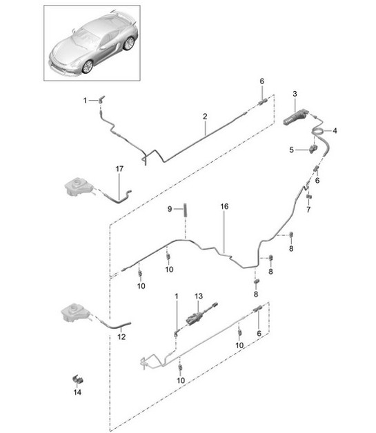 Diagram 702-008 Porsche Boxster Spyder 3.8L 2016 Sistema de palanca manual, conjunto de pedales 