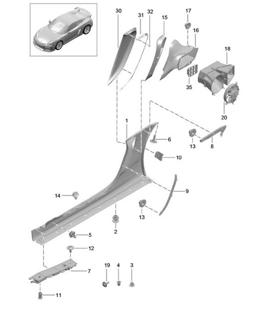 Diagram 801-090 Porsche 开曼 S / R 3.4L 987C MKII 2009-12  车身