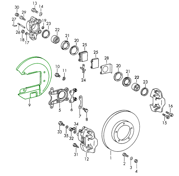 Brake disc cover plate kit, Front. Porsche 911 / 912 1965 to 1968