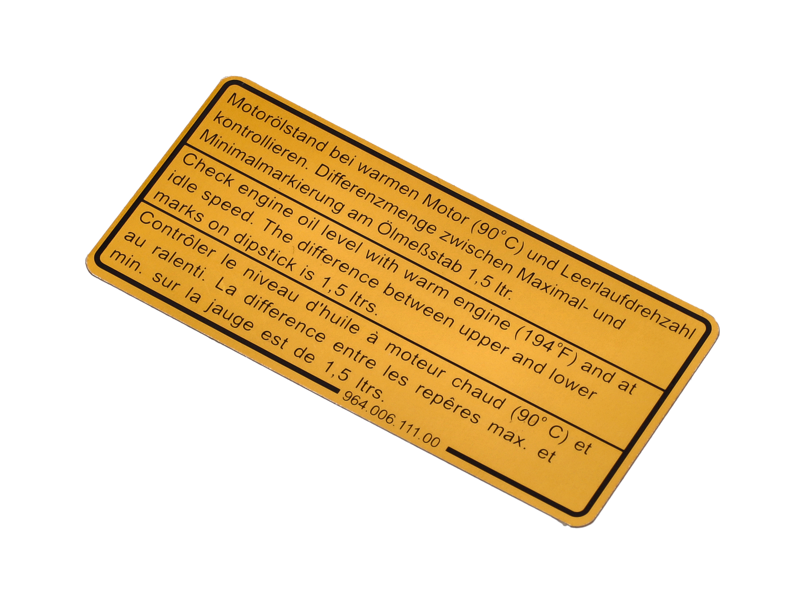 Porsche Engine Oil Level Decals | Design911 Authentic Restoration ...