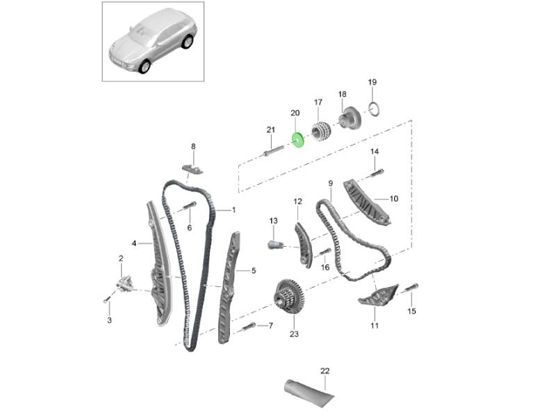 Timing Chain Sprocket Thrust Washer. Porsche 95B Macan 2.0L 2014 ...