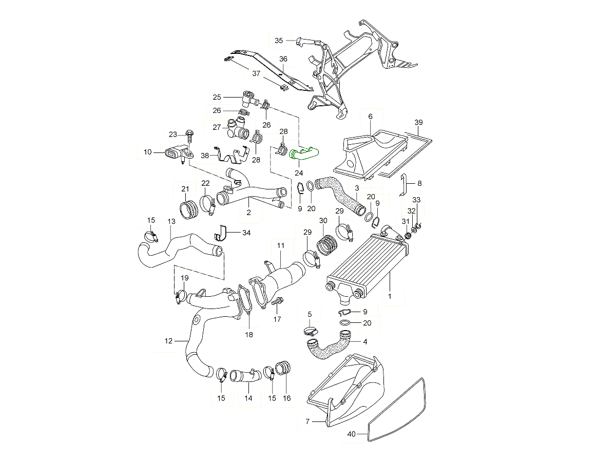 Porsche 996 Turbo Air Distributor Hose 99611068173 - 99611068173