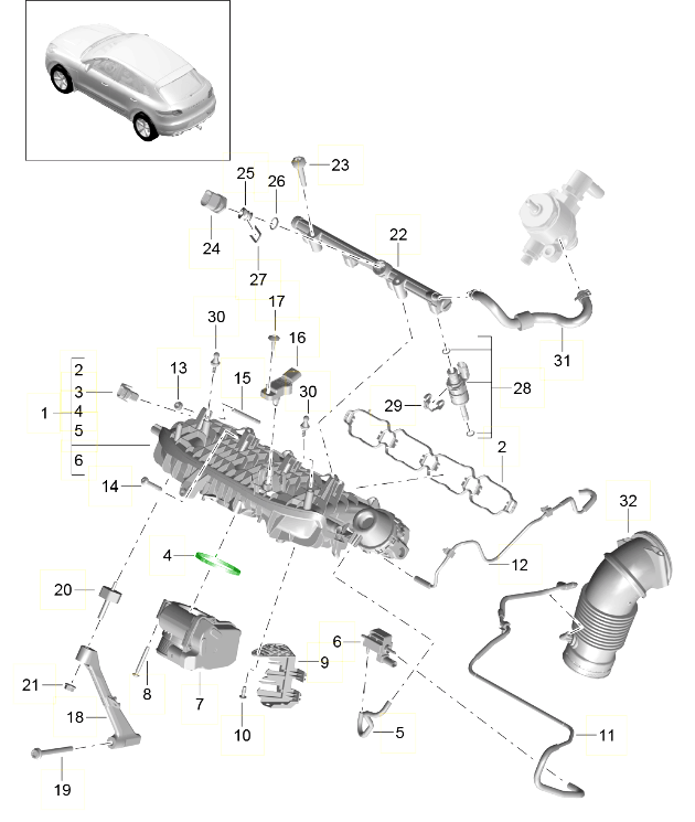 Porsche Macan Intake manifold housing gasket 95813307300 95813307300 Design 911