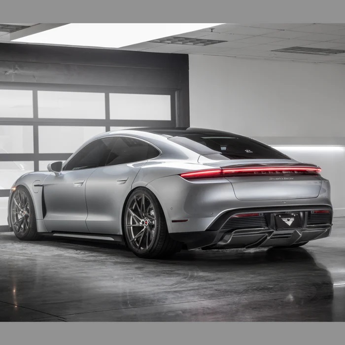 Rear bumper lower diffuser in carbon fibre. Porsche Taycan turbo ...