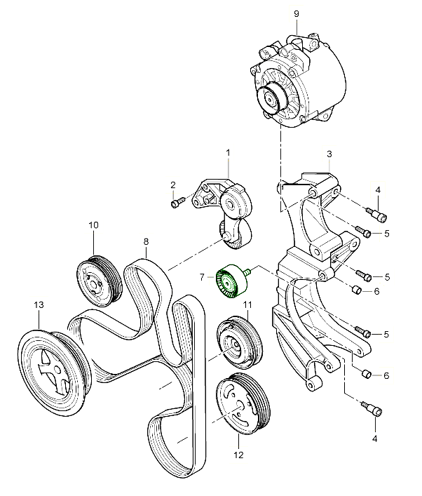 Porsche Cayenne Drive belt idler pulley 95510211900 95510211900