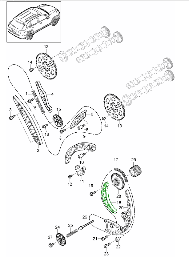 Porsche Cayenne Macan Panamera Timing chain guide rail 95810506900