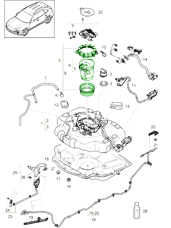 Solución original Porsche Urea AdBlue para Porsche diésel Cayenne y Macan 95811351010
