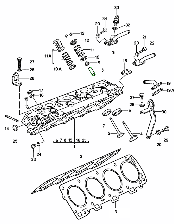 Porsche 982 Engine valve guide 92810432851 92810432851/1 Design 911