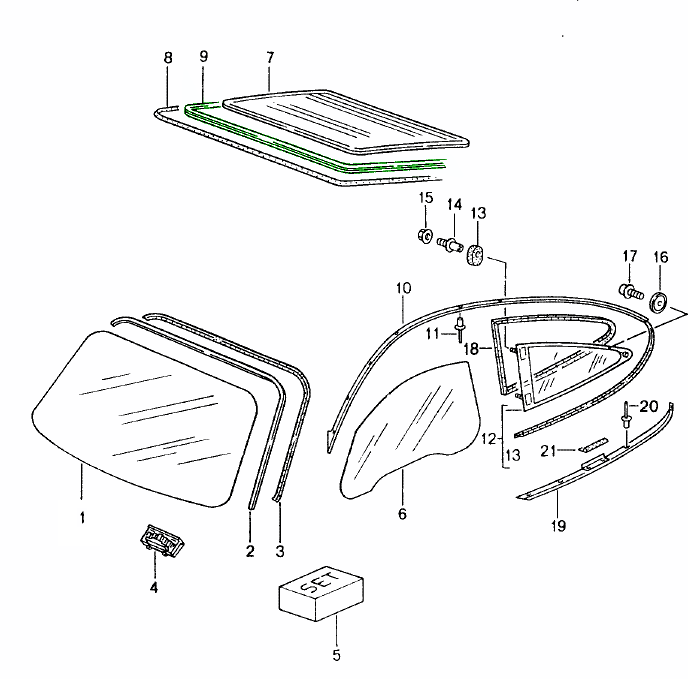 Porsche 996 Rear screen trim moulding 99654554502 - 99654554502 ...