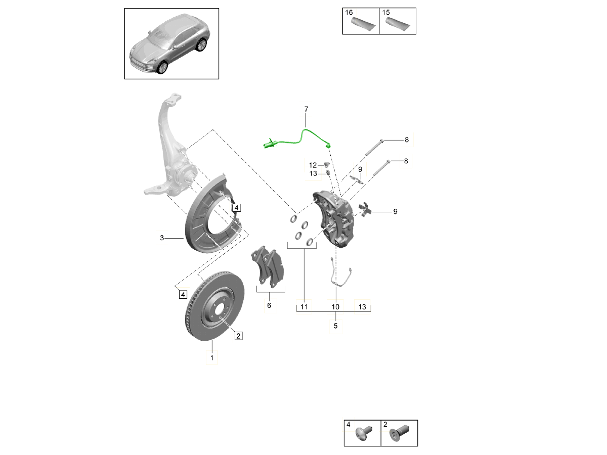 Porsche 95B Macan Brake pad wear sensor 95B907253F 95B907253F