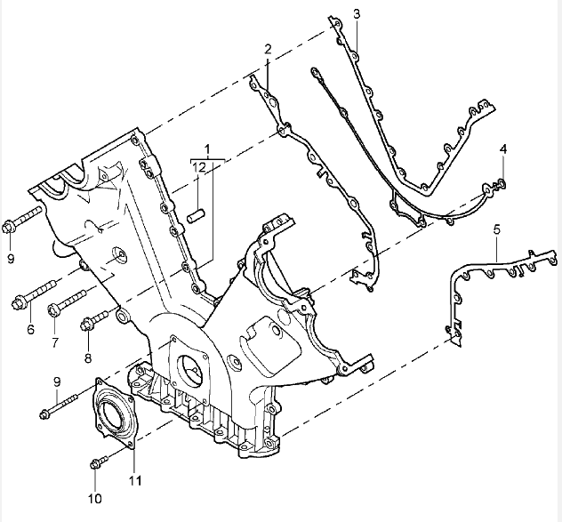 Timing Chain Cover Gasket (LEFT). Porsche 955 Cayenne 94810112904