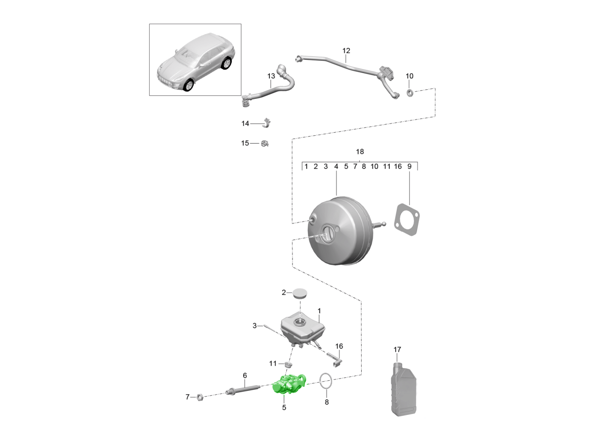 Porsche 95B Macan 2.0L Brake master cylinder 95B612021B 95B612021B