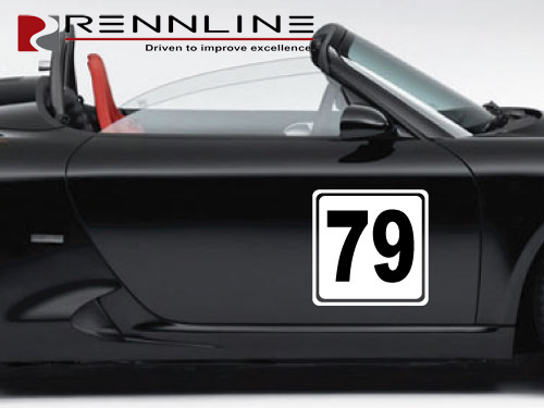 Rennline Permanent Race Numbers. SQUARE with OUTLINE/BORDER - E50BLUOSQ ...