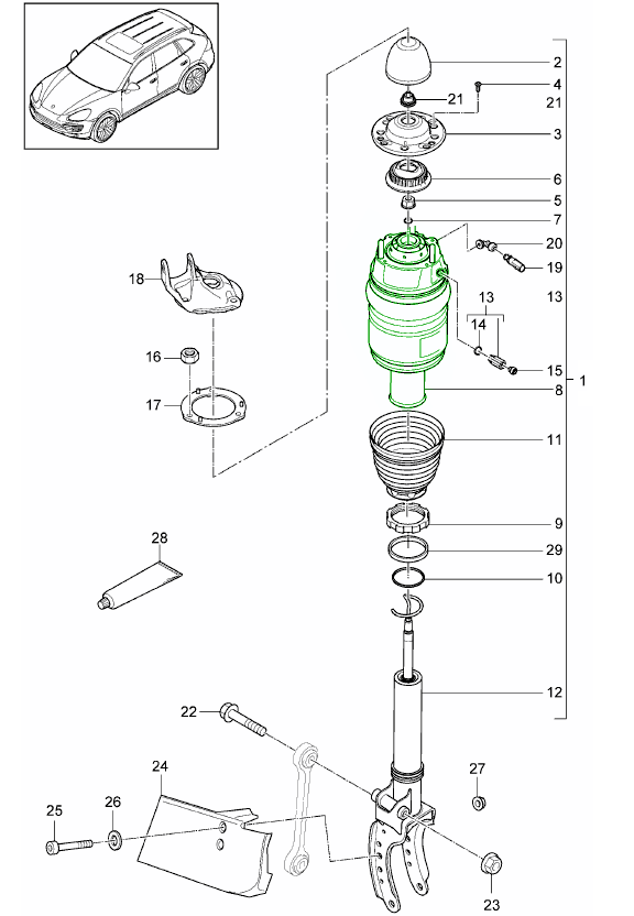 Porsche Cayenne Shock Absorber Spring Front Air Suspension type